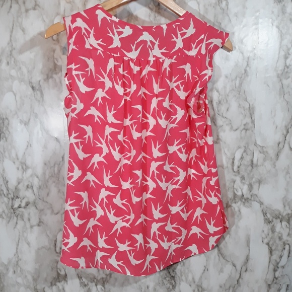 Loft outlet coral and white sparrow print popover - Picture 2 of 6